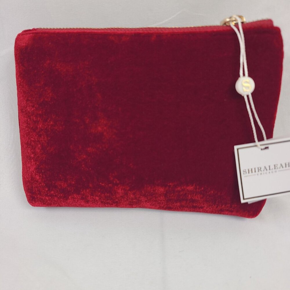 NWT Shiraleah Crimson Bea Bow Wristlet With Velvet & Gold Chain - Picture 3 of 6
